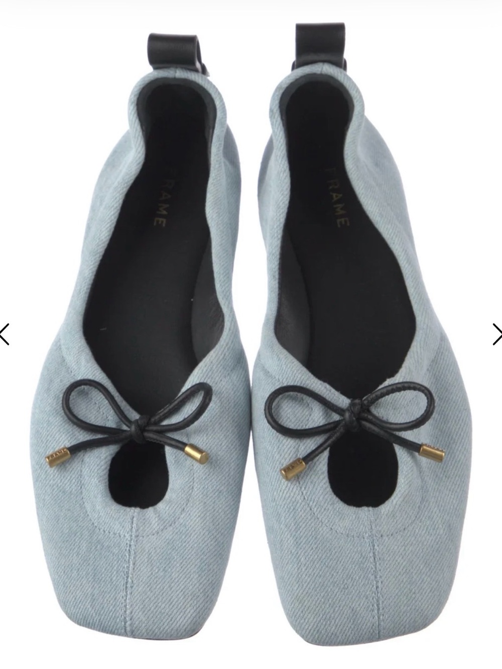 Frame vintage Light Blue Denim Ballet Flats with Bow Accent